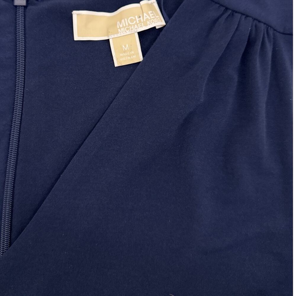 Michael Kors Sleeveless Knot Front Straight Leg Navy Blue Capsule Romper Medium - Picture 5 of 5